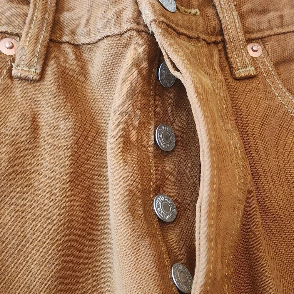 Levi's 501 Original Jeans Mens 31x32 Brown Straight Button Fly Cotton Denim